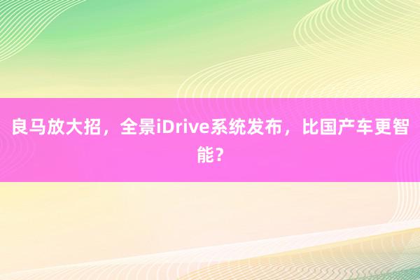 良马放大招，全景iDrive系统发布，比国产车更智能？