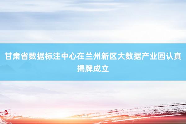 甘肃省数据标注中心在兰州新区大数据产业园认真揭牌成立