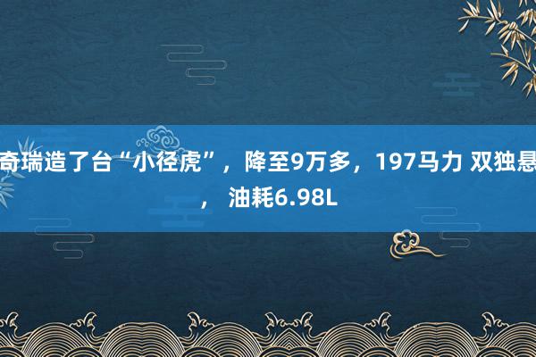 奇瑞造了台“小径虎”，降至9万多，197马力 双独悬， 油耗6.98L