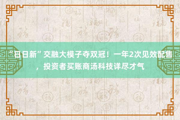 “日日新”交融大模子夺双冠！一年2次见效配售，投资者买账商汤科技详尽才气