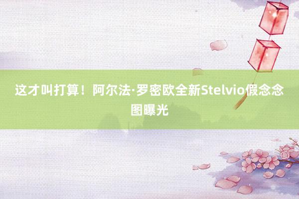 这才叫打算！阿尔法·罗密欧全新Stelvio假念念图曝光