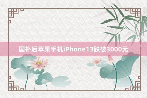 国补后苹果手机iPhone13跌破3000元