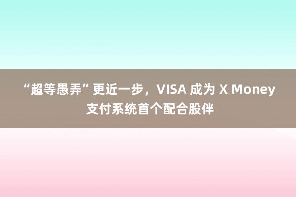 “超等愚弄”更近一步，VISA 成为 X Money 支付系统首个配合股伴