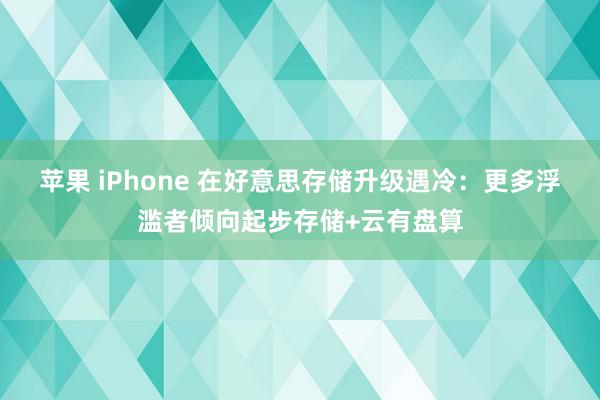 苹果 iPhone 在好意思存储升级遇冷：更多浮滥者倾向起步存储+云有盘算