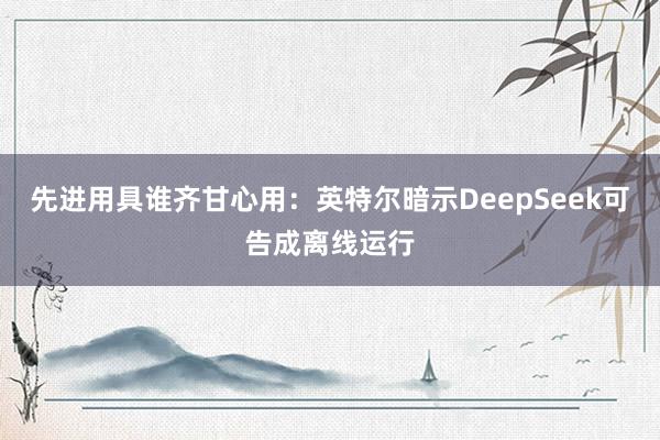 先进用具谁齐甘心用：英特尔暗示DeepSeek可告成离线运行