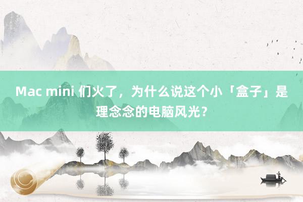 Mac mini 们火了，为什么说这个小「盒子」是理念念的电脑风光？