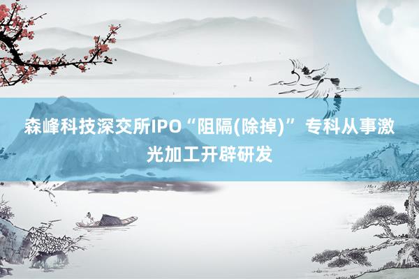 森峰科技深交所IPO“阻隔(除掉)” 专科从事激光加工开辟研发