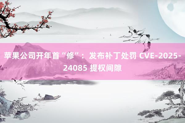 苹果公司开年首“修”：发布补丁处罚 CVE-2025-24085 提权间隙