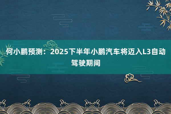 何小鹏预测：2025下半年小鹏汽车将迈入L3自动驾驶期间