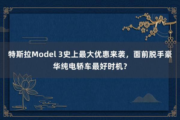 特斯拉Model 3史上最大优惠来袭，面前脱手豪华纯电轿车最好时机？