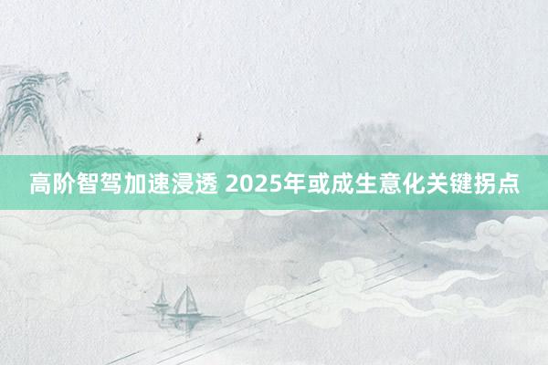 高阶智驾加速浸透 2025年或成生意化关键拐点