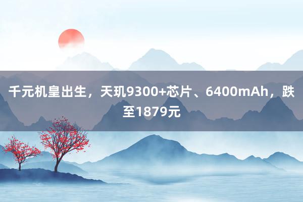 千元机皇出生，天玑9300+芯片、6400mAh，跌至1879元